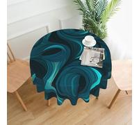 WHJYYXDE Round Quality decorative tablecloths -60 in can be washed reused for round table dining table teal blue Prints
