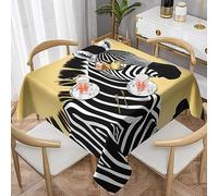 WHJYYXDE Square Waterproof Tablecloth 54"x54" - Soft Reusable, for Decorating Coffee Tables, Dining Tables Black and White Zebra Prints