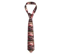 WHJYYXDE Sugar Horror Skull Flowers Rose Printing Men's Necktie Silk Good vertical sense Suitable for daily business gatherings, Black, One Size