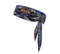 WHJYYXDE Winter Christmas Snow Night Railway Train Prints Sports Head Tie for Men & Women Moisture Wicking Athletic for Gym,Yoga, Football