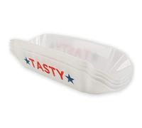 WHL 4x Reusable Hot Dog Holder Trays - 21cm Summer Barbecue Garden Party Tableware