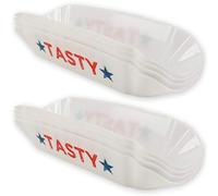 WHL 8x Reusable Hot Dog Holder Trays - 21cm Summer Barbecue Garden Party Tableware