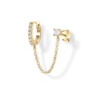 WHL Alexanders Double pierced hoop earrings for women earrings delicate fronts of the chain of zirconia, small for the wife gifts brothers
