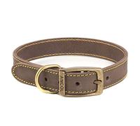 WHL Ancol Timberwolf Flat Sable Dog Collar - Top-Grain Leather 39cm - 48cm
