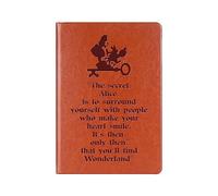 WHLBHG Alice Gift Alice in Wonderland Faux Leather Journal Notebook Secret Quote Line Writing Diary Alice Fans Gift Alice Fairy Tales Gifts Cheshire Cat Gift (The Secret Alice)
