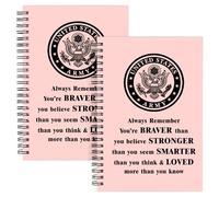 WHLBHG Army Gift ARMY 2pcs Spiral Journal Military Spiral Journals Always Remember You Are Braver Than You Believe Gift Inspirational Notebook Encouragement Gift(2 Spiral-AL Army Pink)