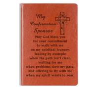 WHLBHG Confirmation Sponsor Gifts Sponsor Faux Leather Journal Notebook Sponsor Appreciation Gift Sponsor Lined Paper Diary Planner Notebook Catholic Mentor Gift (Confirmation Sponsor-brown)