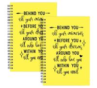 WHLBHG Inspirational 2pcs Spiral Journal Appreciate Gift Behind You, All Your Memories Hardcover Spiral Notebook Encouragement Gift for men Women(2 spiral-behind yellow)
