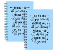 WHLBHG Inspirational 2pcs Spiral Journal Appreciate Gift Behind You, All Your Memories Hardcover Spiral Notebook Encouragement Gift for men Women(2 spiral-behind light blue)
