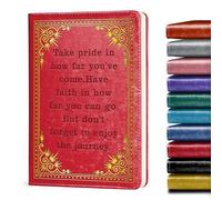 WHLBHG Inspirational Gift Appreciate Lined Journal Notebook Graduation Gift Take Pride In How Far You've Come Writing Notebook Encouragement Gift,1 Pack (Red), (Take pride in-Red)
