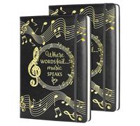 WHLBHG Music Gift 2 PCS Blank Sheet MUSIC Notebook Where Words Fail music Speaks Gift Manuscript Paper Notebook (2pcs Music -Black)