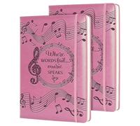 WHLBHG Music Gift 2 PCS Blank Sheet MUSIC Notebook Where Words Fail music Speaks Gift Manuscript Paper Notebook (2pcs Music -Pink)