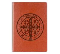 WHLBHG Saint Benedict Gift Medal Benedict Exorcism Leather Journal Notebook Evil Cross Protection Religious notebook Catholic Roman Gifts for Men Women (Saint Benedict)