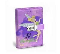 WHLBHG Tinkerbell Gift Think Happy Thoughts A5 Locking Faux Lined Leather Journal Tinker Bell Lover Gift Pixie Fairy Tale Fans Cartoon Movies Gift for Friends (Lock-Tinker style2)