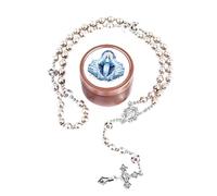 WHLHMK 8mm Rosary Beads for Women, Black Glass Pearl Guadalupe Rosary with Gift Box, Anglican Prayer Beads Catholic Gifts, 1, Acrylic, No Gemstone