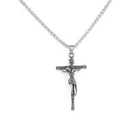 WHLHMK Men's Catholic Pendant Necklace, Stainless Steel, No Gemstone