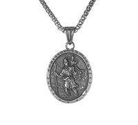 WHLHMK Men's Catholic Pendant Necklace, Stainless Steel, No Gemstone