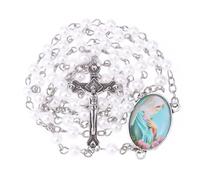 WHLHMK Rosary Beads Catholic for Women With Button Rosary Pouch, Pink Flower Beads Rosary Necklace with Pink Button Bag, Anglican Prayer Beads Christian Gifts for Women Catholic Gifts, 1, Stainless