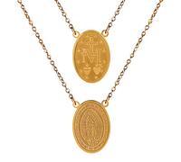 WHLHMK Scapulars Catholic Necklace, Our Lady of Mount Carmel Medals & I Sacred Heart of Jesus Stainless Steel Scapular Necklace for Women & Men, Escapularios Catolicos, Religious Gift, Stainless Steel