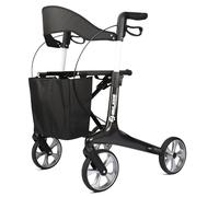 WHLICKS Carbon Walkers for Seniors,13 LBS Lightweight Foldable Rollator,330 LBS Weight Capacity Ultralight All Terrain Silent Wheels Rolling Walker with Seat and Backrest for Adults(Black）