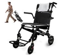 WHLICKS Lightweight Folding Transport Wheelchair, 11" Wheels for Seniors | Lightweight aluminum wheelchair, 3s fold, extendable push handle, safety belt, brakes, 360° wheels, 160 kg capacity