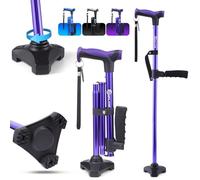WHLICKS Walking Stick, Adjustable Walking Sticks for Women and Men with Second Handle for Assisted Standing, Self Standing Pivot Cane, Telescopic, Collapsiblead Walking Stick for Seniors Disabled