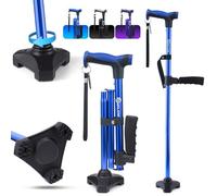 WHLICKS Walking Stick, Adjustable Walking Sticks for Women and Men with Second Handle for Assisted Standing, Self Standing Pivot Cane, Telescopic, Collapsiblead Walking Stick for Ladies Seniors Adults