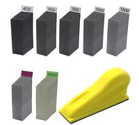 WHLLING Micro Zip Detail Sander 70PCS Sandpaper-Grit 400 600 800 1000 1500 2000 3000, 3.5”x 1”Micro Sander Tool for Small Projects Wet Dry, Hook and Loop Detail Sander for Crafts and Woodworking