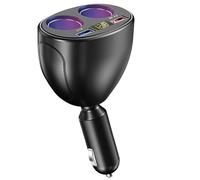 Whltzf 4 In 1 Cigarettes Lighters Splitter USB Car Charging Adapter 2 Socket Power Outlet Double USB Port With LED Display Car