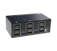 Whltzf Advanced Triple Screen Switcher With 2 DisplayPort And HDTV 4 USB3.0 Port Seamlessly 8K And 4K Display Sharing Triples Monitors