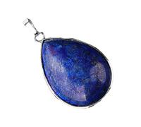 Whltzf Elegant Water Drop/Rectangular/Heart Shaped Lapis Lazuli Crystal Pendant Handmade Necklace Earrings Accessories Genuine Lapis Lazuli Stone Jewelry