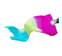 Whltzf Extended Faux Silk Belly Dance Fan Veils Long Folding Fans For Dance Shows Performances Dance Teachers Must Have For Dance Studios Fan