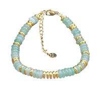 Whltzf Eye Catching Natural Stone Beads Bangle With Stainless Steel Lobster Clasp Trendy Accessories For Everyday Wear Dopamine Aesthetic Jewelry