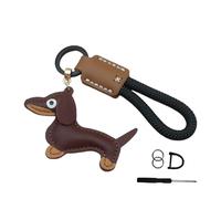 Whltzf Handmade Dachshund Key Holder Elegant Dog Themed Leather Keyring Pendant Adornment for Fashionable Individuals Car Key Organizers