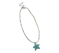 Whltzf Smiling Face Beaded Necklace Trendy Floral Pendant Clavicle Chain Simple Neck Jewelry Party & Daily Wearing Unique Floral Necklace Women Daily Wear Neck Jewelry Chain