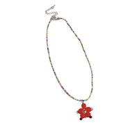 Whltzf Smiling Face Beaded Necklace Trendy Floral Pendant Clavicle Chain Simple Neck Jewelry Party & Daily Wearing Unique Floral Necklace Women Daily Wear Neck Jewelry Chain