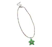 Whltzf Smiling Face Beaded Necklace Trendy Floral Pendant Clavicle Chain Simple Neck Jewelry Party & Daily Wearing Unique Floral Necklace Women Daily Wear Neck Jewelry Chain