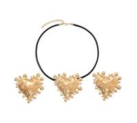 Whltzf Statement Alloy Jewelry Set Modern Mismatched Heart Earrings And Necklace Heart Jewelry Collection For Special Occasions Dramatic Love Shape Earring Necklace Pair