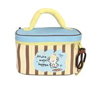 Whltzf Striped Dog Makeup Bag Large Capacity Women's Handheld Storage Bag Portable, B, Mass Beauty