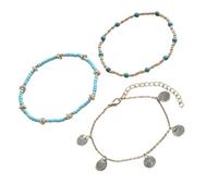 Whltzf Versatile Adjustable Anklet Shell Pendant Iron Glass Accents Ideal For Casual Outings Poolside Event Trendy Jewelry, Blue, as described, as described