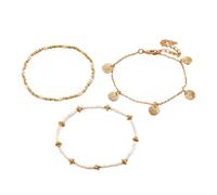 Whltzf Versatile Adjustable Anklet Shell Pendant Iron Glass Accents Ideal For Casual Outings Poolside Event Trendy Jewelry, White, as described, as described