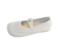 Whmowvn Flat Elegant Shoes Women's - Mary Jane Square Slip-On Slip-On Slippers Hollow Flat Shoes Lightweight Breathable Low Shoes Elegant Comfortable Women's Shoes Non-Slip Casual Shoes, White, 10 UK