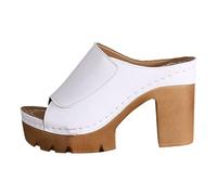 Whmowvn Platform Sandals Women's High Heels - Summer Sandals Open Toe Platform Sandals Fish Mules Elegant Beach Shoes Non-Slip Women's Sandals Breathable Sandals for Holidays, White, 7 UK