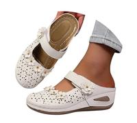 Whmowvn Sandals & Slides for Women - Clogs Floral Pattern Slippers Closed Slippers with Holes Mules Elegant Slides Comfortable Summer Sandals Soft Leisure Sandals for Travel, khaki, 8.5 UK