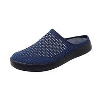 Whmowvn Slides Women's Leather Clogs Closed Slippers Slip On Beach Shoes PU Leather Summer Shoes Breathable Slides Comfortable Mules Lightweight Flat Shoes Non-Slip Casual Shoes, blue, 8 UK