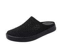 Whmowvn Slides Women's Leather Clogs Closed Slippers Slip On Beach Shoes PU Leather Summer Shoes Breathable Slides Comfortable Mules Lightweight Flat Shoes Non-Slip Casual Shoes, black, 6 UK