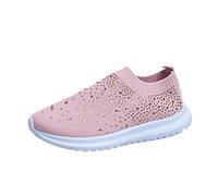 Whmowvn Slip-On Shoes Women's Summer Flat Shoes Closed Low Shoes Slip On Sneakers Comfortable Slippers Lightweight Summer Shoes Soft Platform Shoes Breathable Sports Shoes For Athletic, pink, 6 UK