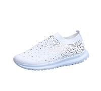 Whmowvn Slip-On Shoes Women's Summer Flat Shoes Closed Low Shoes Slip On Sneakers Comfortable Slippers Lightweight Summer Shoes Soft Platform Shoes Breathable Sports Shoes For Athletic, White, 8 UK