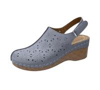 Whmowvn Women's Clogs with Straps at the Back - Wedge Sandals Closed Platform Sandals Large Sizes Mules Comfortable Slip-On Shoes Hollow Summer Sandals Breathable Strap Sandals for Allta, gray, 10 UK