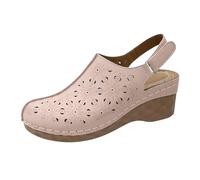 Whmowvn Women's Clogs with Straps at the Back - Wedge Sandals Closed Platform Sandals Large Sizes Mules Comfortable Slip-On Shoes Hollow Summer Sandals Breathable Strap Sandals for Allta, khaki, 9 UK